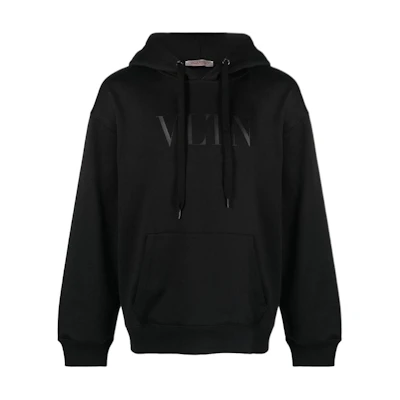 Valentino FW22 Printed Logo Hoodie Black Long Sleeve Pullover VMF15P96Q-0NO
