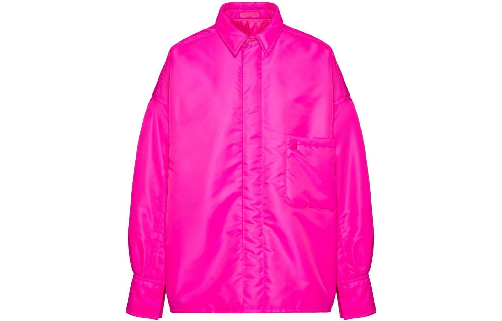 Valentino FW22 Solid Button-Up Collar Jacket - Rose Red VCIM257TVUWT
