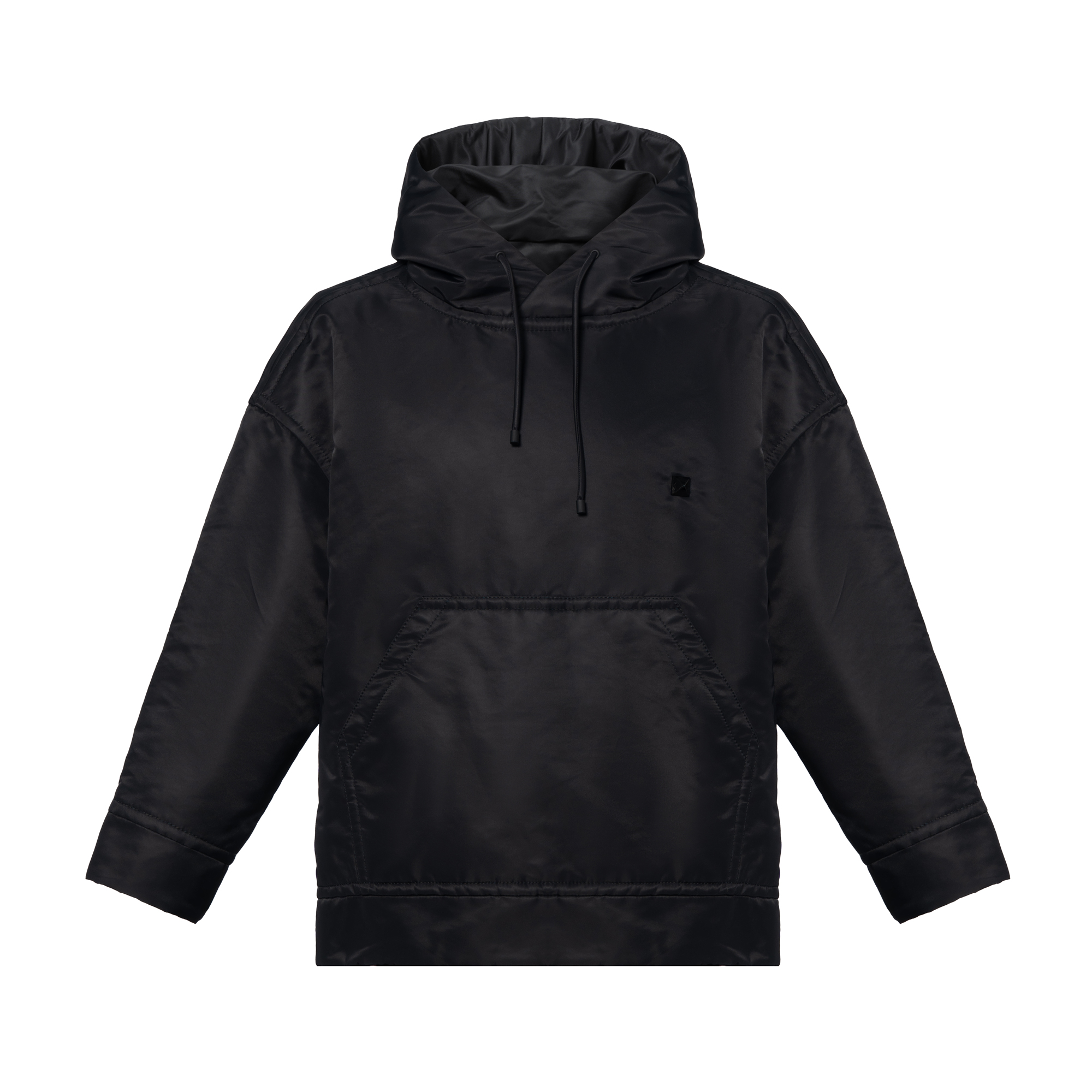 Valentino FW22 Solid Color Drawstring Pullover Hoodie Black Mens 1V0CJM387TV-0NO