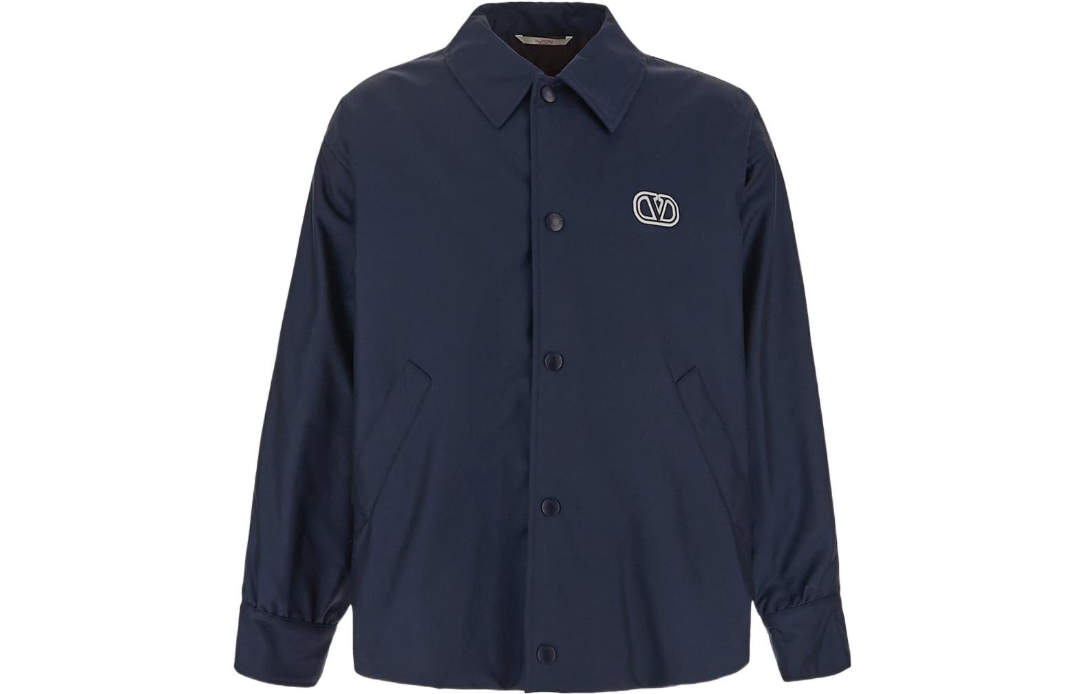 Order ヴァレンティノ FW22 メンズ ロゴパッチ付き 長袖ジャケット ネイビーブルー 1V3CIF808J5589