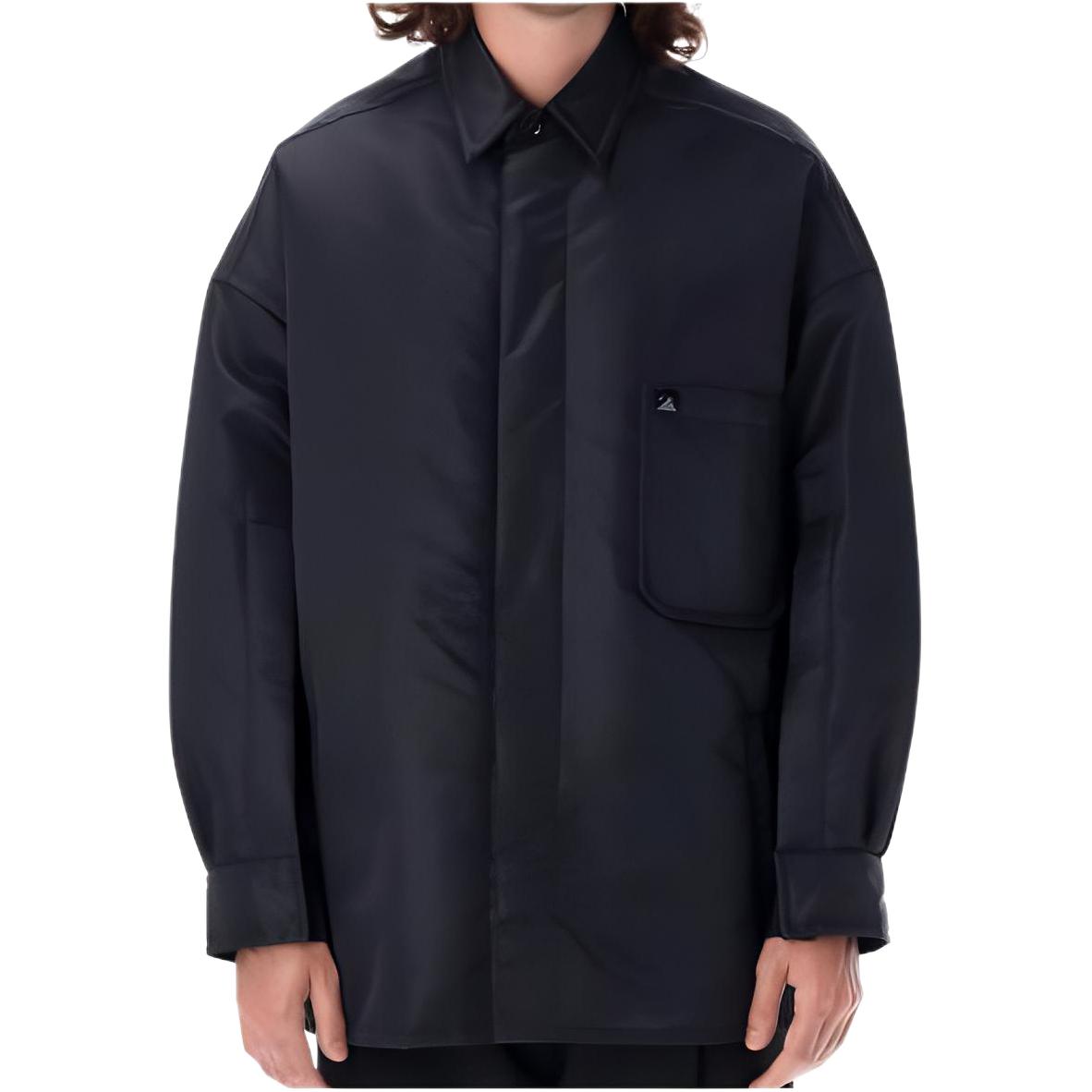 Valentino FW22 Solid Pocket Straight-Cut Jacket Black Mens Long Sleeve 22A1V0CIM257-TV0