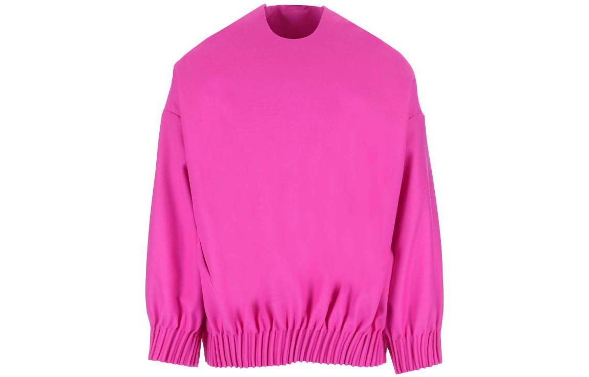 Valentino FW22 Solid Ruched Hem Pullover Hoodie Pink 1V0CJM408U1UWT