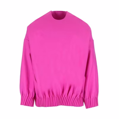 Valentino FW22 Solid Ruched Hem Pullover Hoodie Pink 1V0CJM408U1UWT