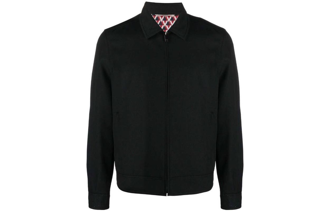 Valentino FW22 Solid Zip-Up Casual Jacket Black 1V3CID358JJ598