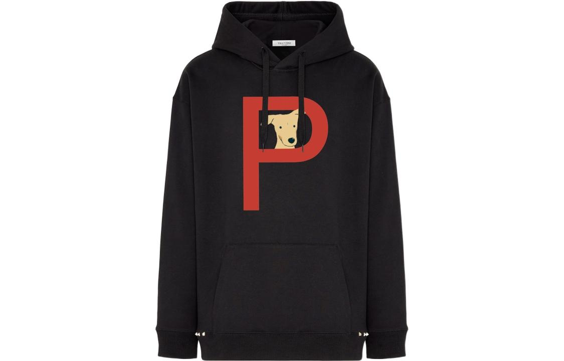 Valentino FW22 Studded Pet Hoodie Unisex Black ZVPMFC552000NI