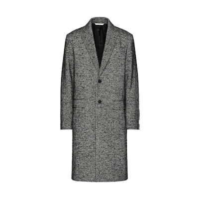 Valentino FW22 Studded Tweed Single-Breasted Mid-Length Coat Men’s Dark Gray 1V3CAD558LC0NI
