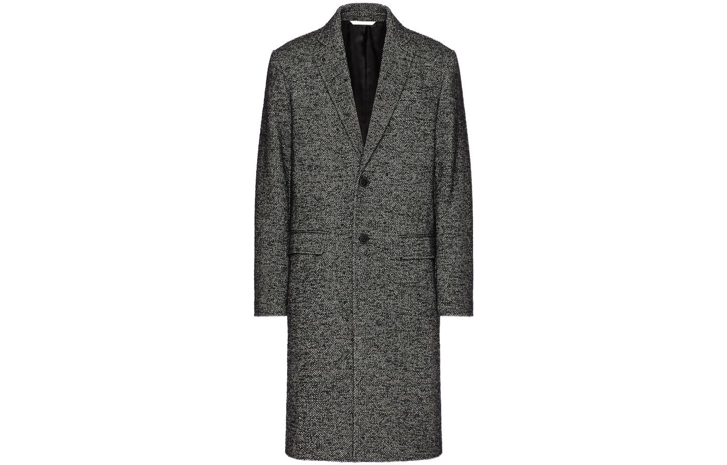 Order Valentino FW22 男士深灰色鉚釘針織中長款單排扣大衣 1V3CAD558LC0NI