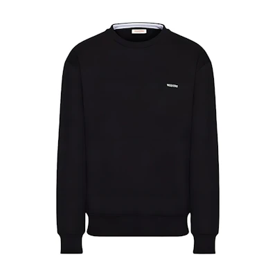 Valentino FW23 Black Crewneck Sweatshirt with Letter Logo Print. 4V3MF26W9UG0NO