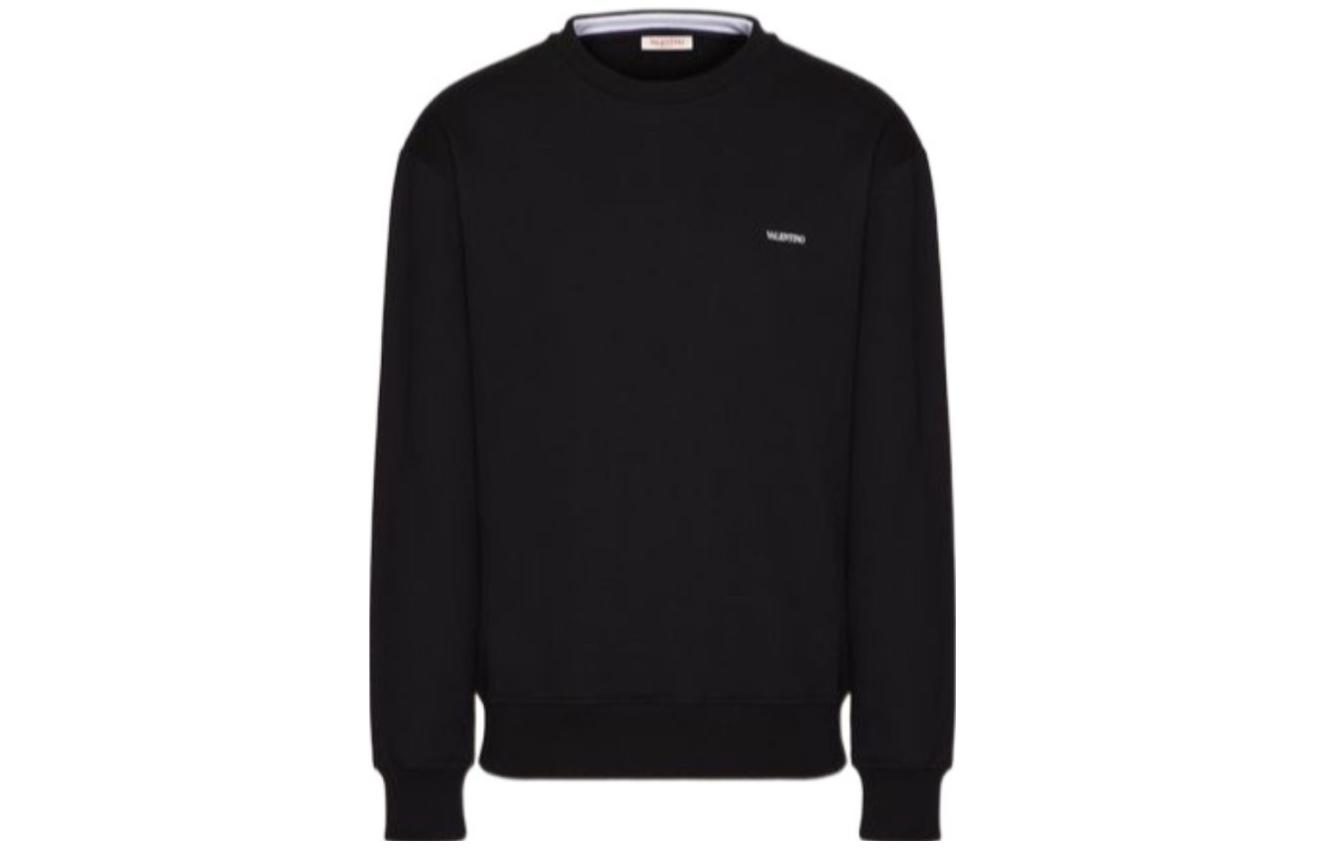 Order 발렌티노 FW23 블랙 로고 프린트 크루넥 스웻셔츠. 4V3MF26W9UG0NO