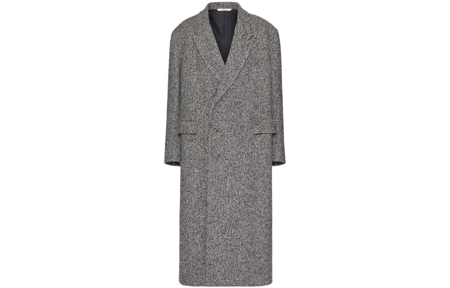 Valentino FW23  Gray Double-Breasted Mid-Length Coat. 3V0CAH209RJ080