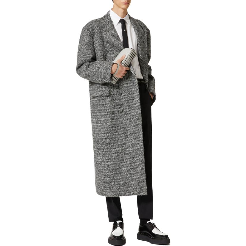 Purchase Valentino FW23 灰色双排扣中长大衣 3V0CAH209RJ080