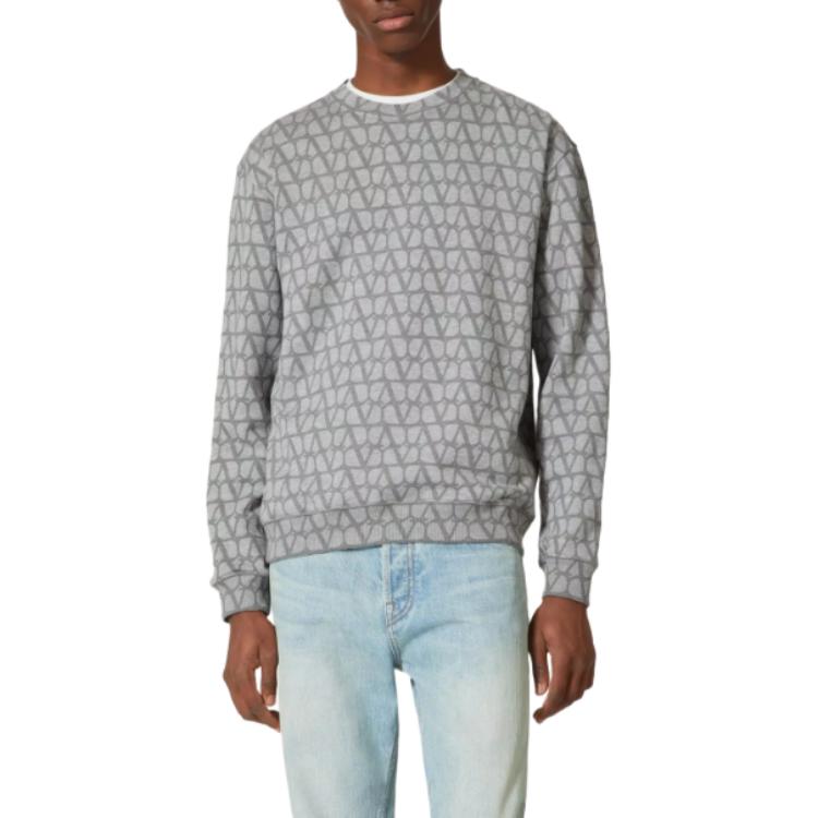 Purchase Valentino FW23 全版Logo灰色圓領衛衣 休閒服。 4V3MF26W9W1-YD5