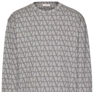 Valentino FW23 Baju Kelabu Crewneck Logo Penuh - Pakaian Kasual. 4V3MF26W9W1-YD5 Sizing Valentino FW23 Baju Kelabu Crewneck Logo Penuh - Pakaian Kasual. 4V3MF26W9W1-YD5