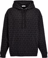 Valentino FW23 All-Over Logo Print Drawstring Hoodie Black 3V3MF25R9KDMXM Valentino FW23 All-Over Logo Print Drawstring Hoodie Black 3V3MF25R9KDMXM