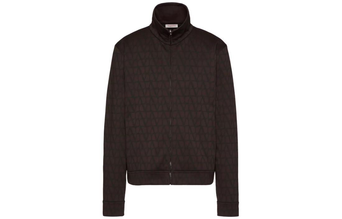 Valentino FW23 All-Over Print Zip-Up Casual Sweatshirt Brown Male 3V3MF22M9KEMYW