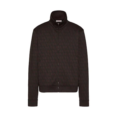 Valentino FW23 All-Over Print Zip-Up Casual Sweatshirt Brown Male 3V3MF22M9KEMYW