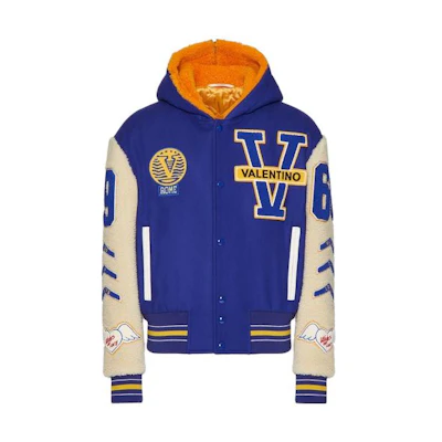 Valentino FW23 Blue Logo Print Hoodie Long Sleeve Jacket 3V3CIN559JUQB6