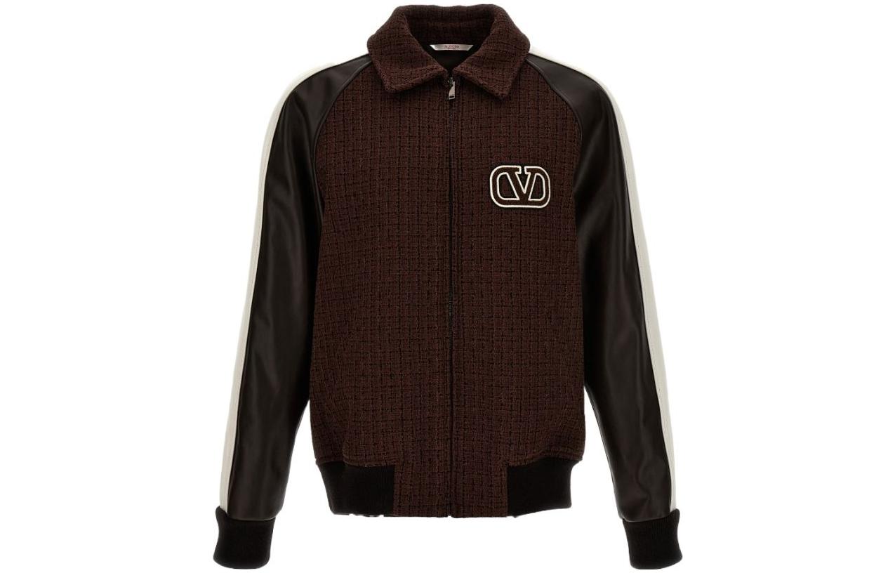 Valentino FW23 Brown Logo Patchwork Embroidered Jacket Men 3V3CIM669LKE04