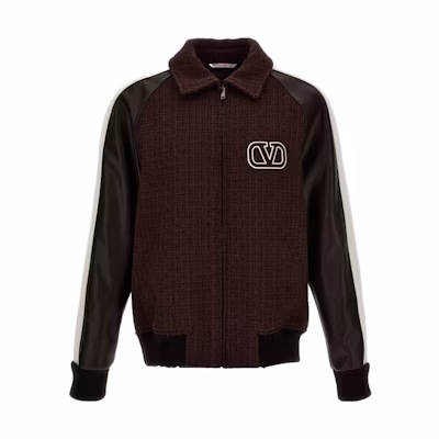 Valentino FW23 Brown Logo Patchwork Embroidered Jacket Men 3V3CIM669LKE04