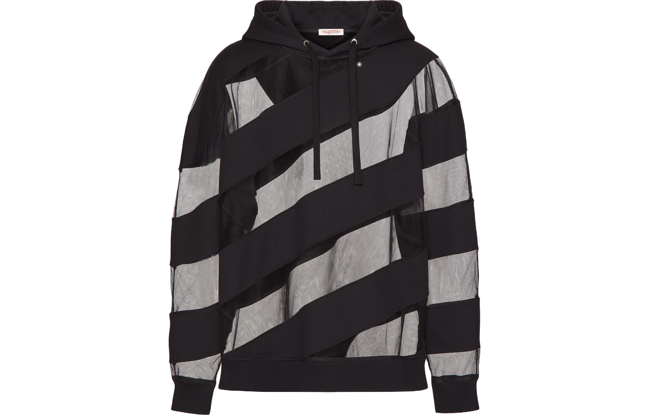 Valentino FW23 Colorblock Hoodie Black Long Sleeve Sweater 3V0MF25R9QP0NO