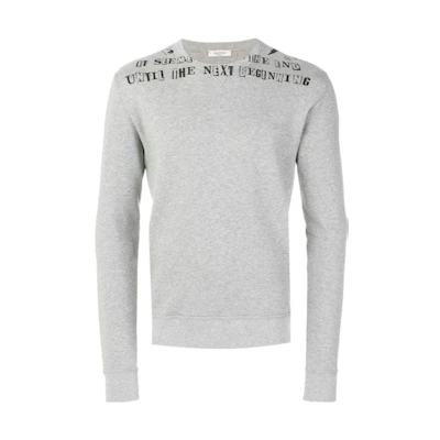 Valentino FW23 Letter Print Crewneck Long Sleeve Sweatshirt Grey Mens NV0MF07J3TV080