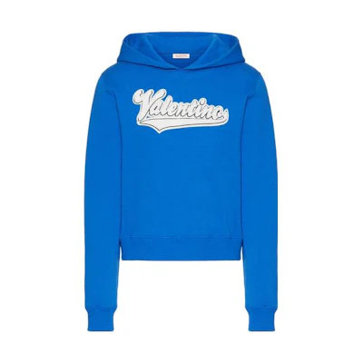 Valentino FW23 Navy Blue Letter Logo Hoodie 1V3MF22U8RMA60