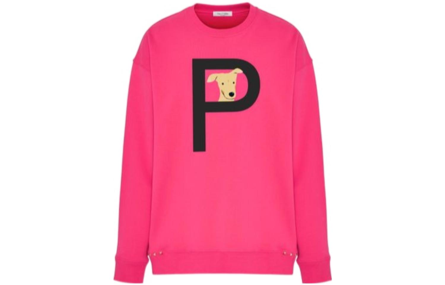 Valentino FW23 Pink Letter Print Crewneck Sweatshirt Unisex ZVPMFF0188P61Q