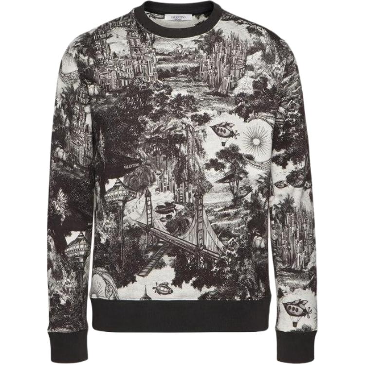 Valentino FW23 Printed Crewneck Long Sleeve Sweatshirt Multicolor UV3MF14P-6HV-A8B