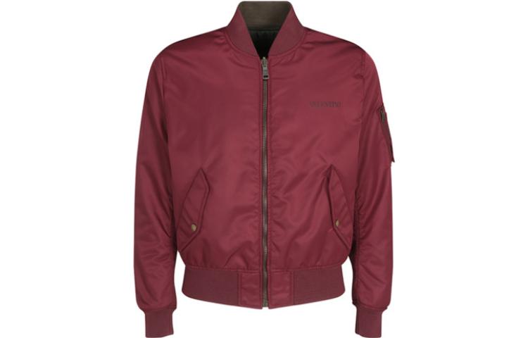 Valentino FW23 Reversible Solid Logo Embroidered Bomber Jacket Red 1V3CIL658MK697