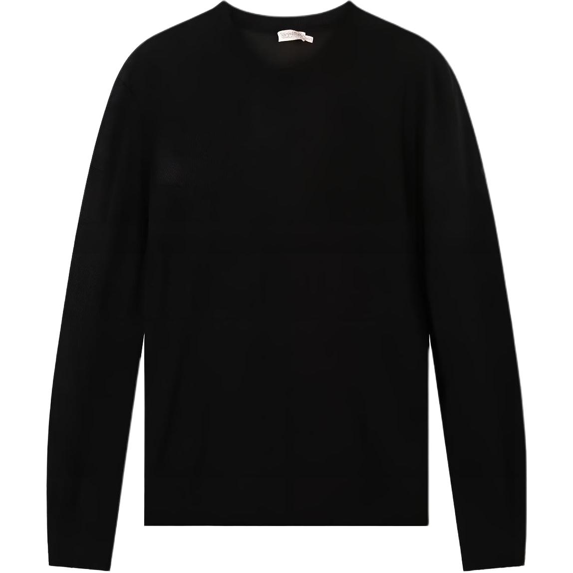 Valentino FW23 Solid Color Crewneck Pullover Sweater  Black XVDKC10C6LE0NO