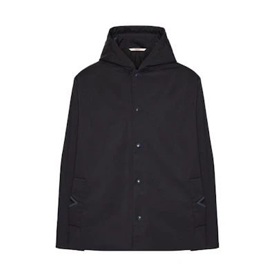 Valentino FW23 Solid Color Hooded Buttoned Jacket Navy Blue 4V3CJD44CKV598