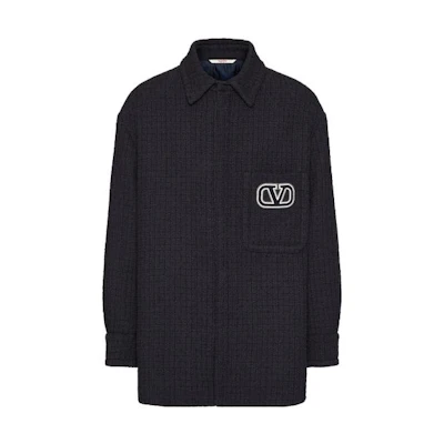 Valentino FW23 Solid Color Navy Blue Long-Sleeve Jacket for Men 3V3CIH379GA598