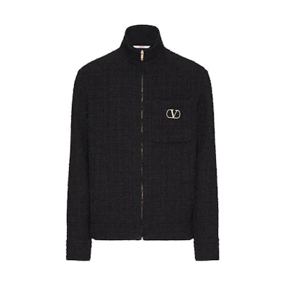 Valentino FW23 Solid Color Stand Collar Jacket Black 3V3CIN319G20NO