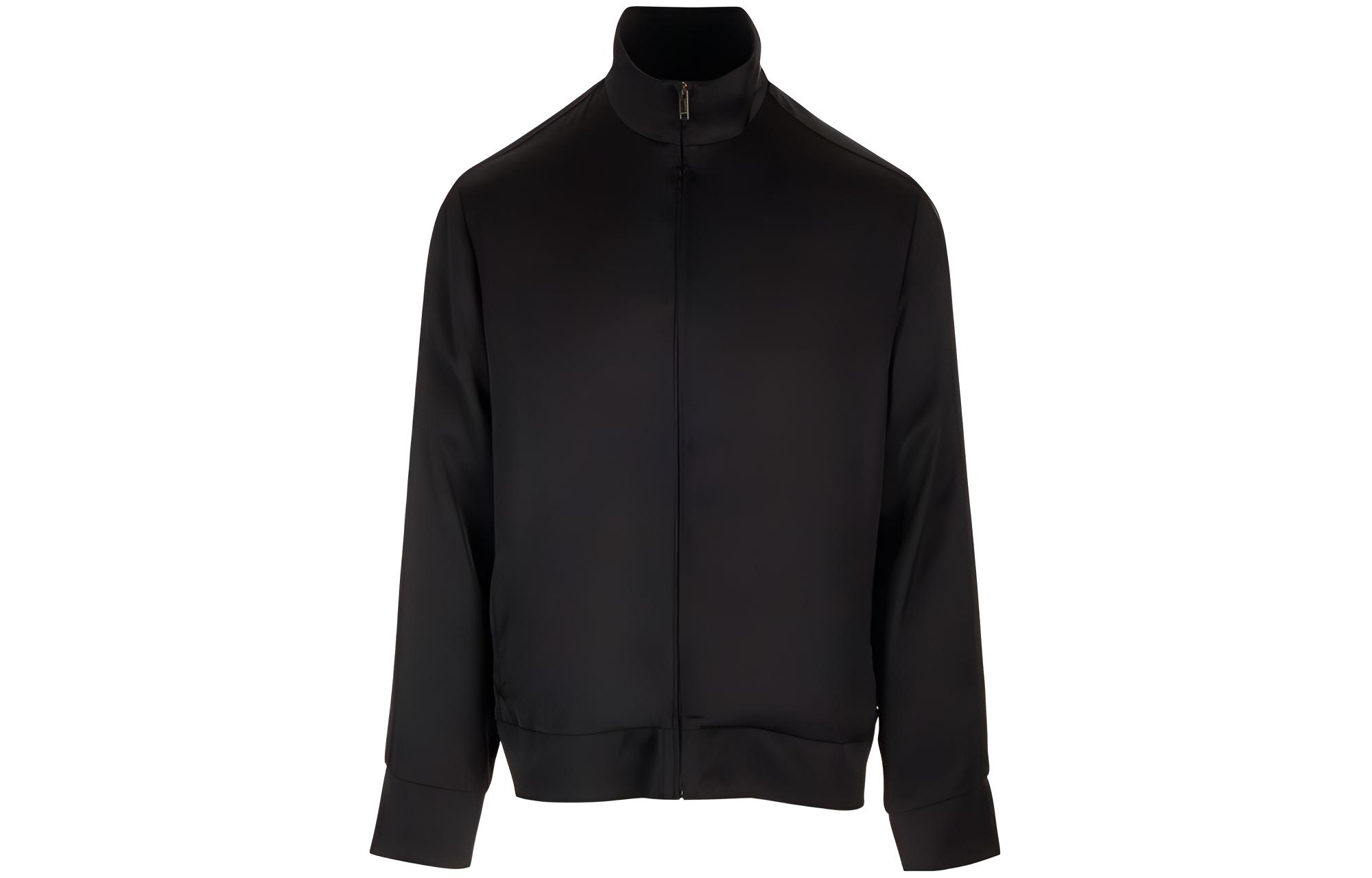 Valentino FW23 Solid Color Zip-Up Jacket Black Casual Outerwear 4V3CIN959V00NO