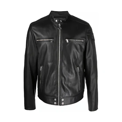 Valentino FW23 Solid Color Zip-Up Stand Collar Jacket Black VNAA607YM0NO