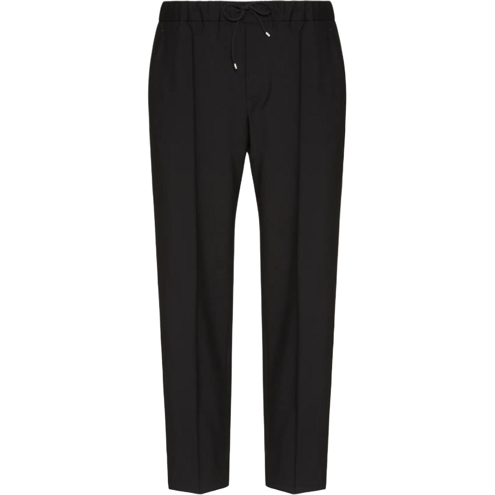 Order Valentino FW24 Pantalones Casuales Negros Plisados con Cordón Ajustable. 5V3RB52225S0NO