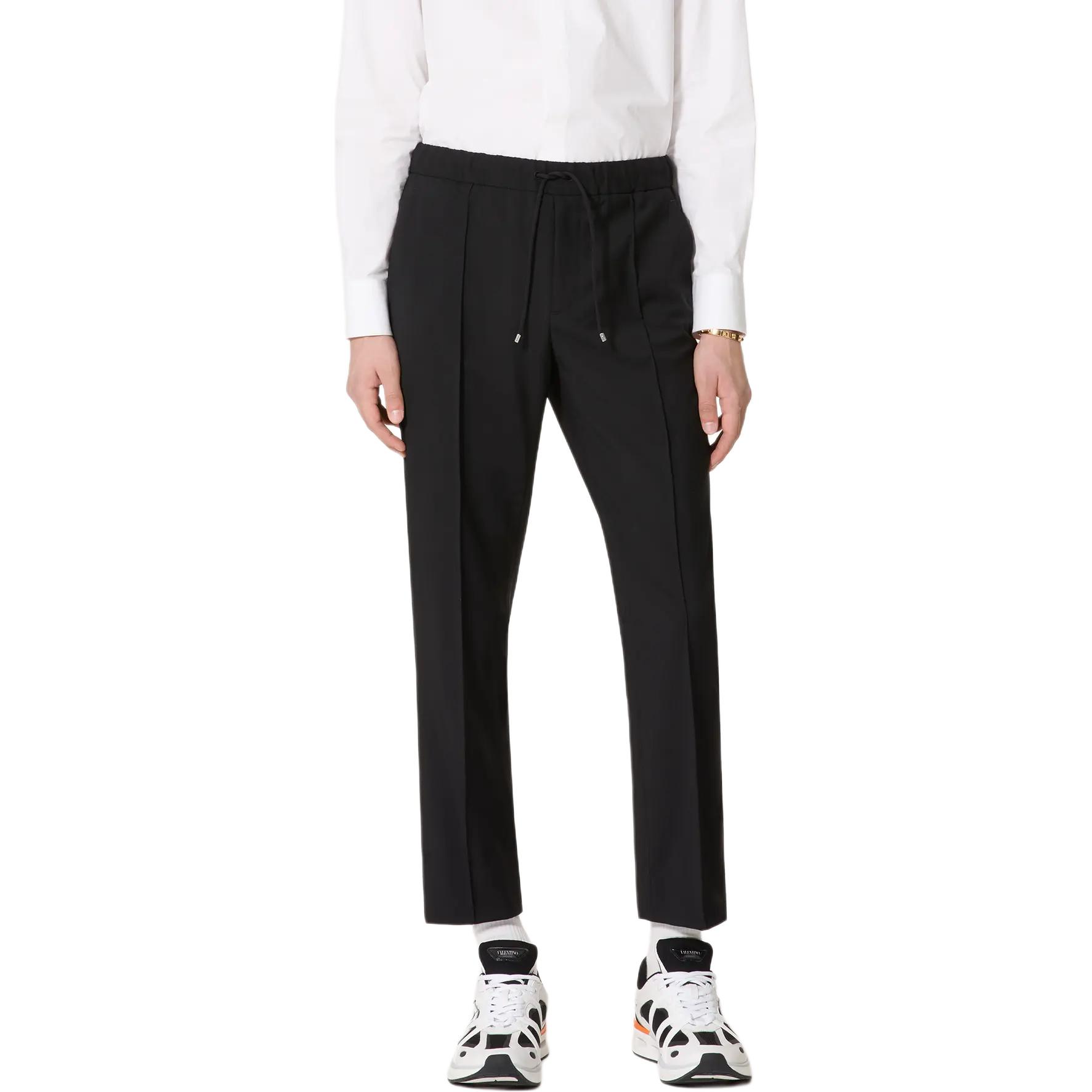 Shop Valentino FW24 Pantalones Casuales Negros Plisados con Cordón Ajustable. 5V3RB52225S0NO