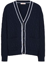Valentino FW24 Navy Blue Logo V-Neck Button-Up Knit Sweater. 5V3KA03XACD-ZDL Valentino FW24 Navy Blue Logo V-Neck Button-Up Knit Sweater. 5V3KA03XACD-ZDL