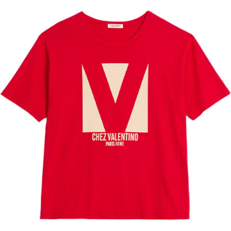 Valentino FW24  Red Oversized Crewneck Logo T-Shirt. 6V3MG16PAQ9157