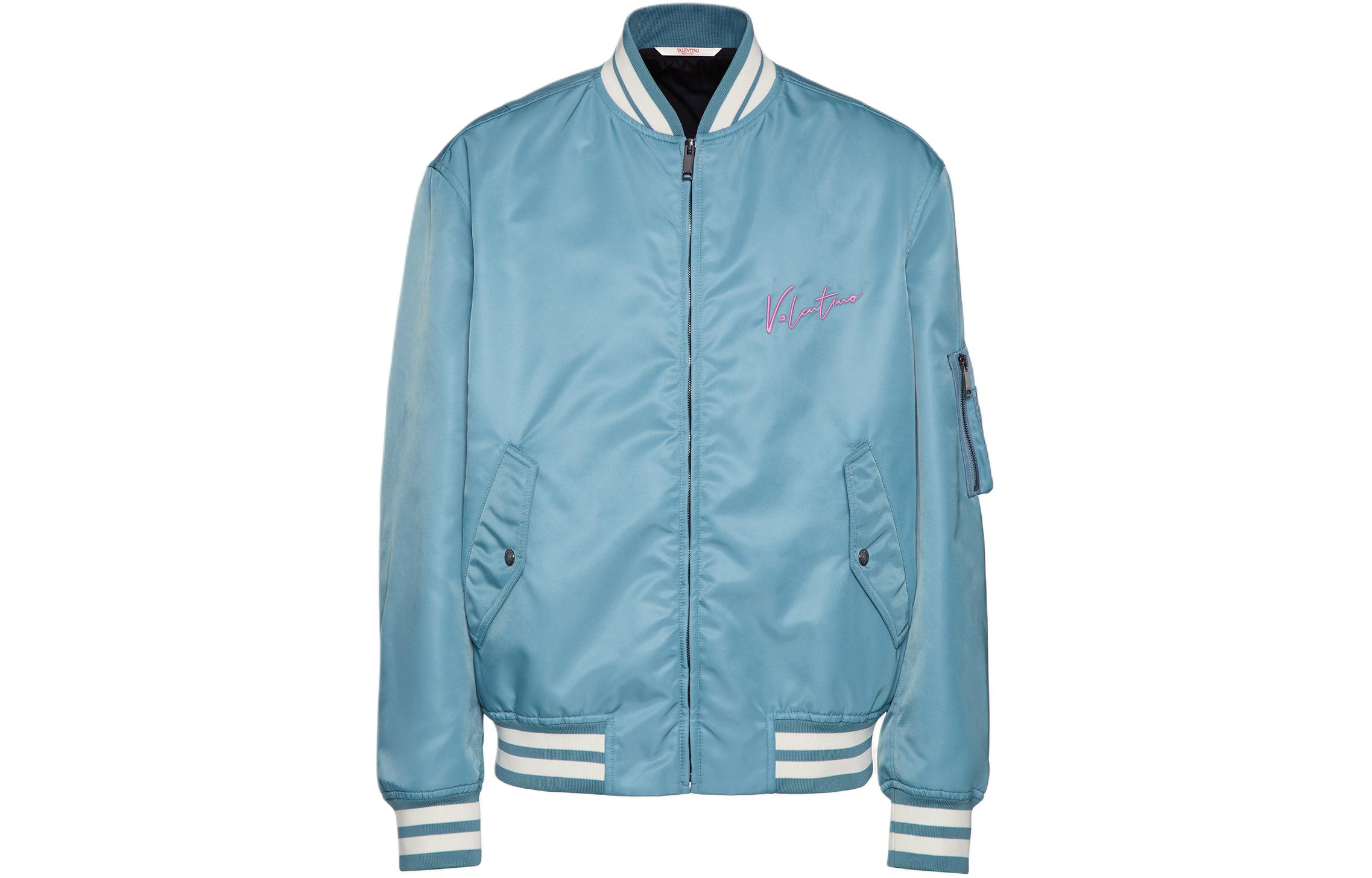 Valentino FW24 Logo Embroidered Loose Bomber Jacket Grey - Outerwear 5V3CIF15AD9-S02