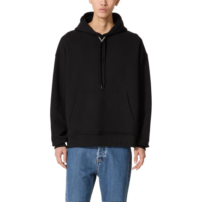 Valentino FW24 Solid Logo Patch Oversized Hoodie  Black. 5V3MF25RADJ-0NO 圖 3