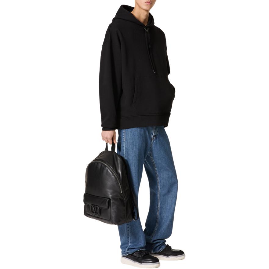 Valentino FW24 Solid Logo Patch Oversized Hoodie  Black. 5V3MF25RADJ-0NO 圖 5