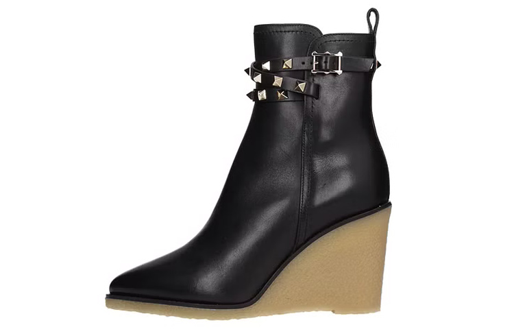 Valentino Garavani 'Black Leather Wedge Ankle Boot' S0Z84MHQ0NO
