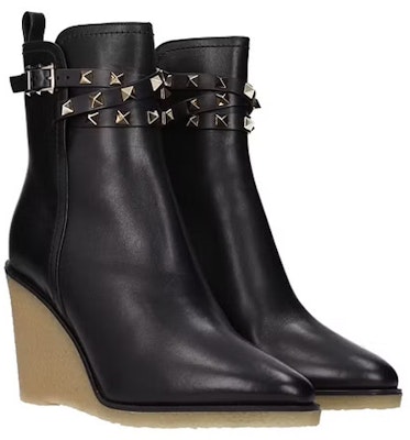 Valentino Garavani 'Black Leather Wedge Ankle Boot' S0Z84MHQ0NO Order Valentino Garavani 'Black Leather Wedge Ankle Boot' S0Z84MHQ0NO