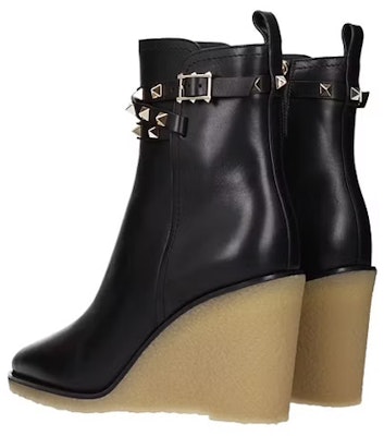 Valentino Garavani 'Black Leather Wedge Ankle Boot' S0Z84MHQ0NO Shop Valentino Garavani 'Black Leather Wedge Ankle Boot' S0Z84MHQ0NO
