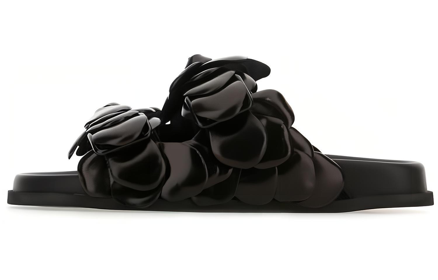 Valentino Garavani 'Sleek Casual Leather Fashion Slides Black'