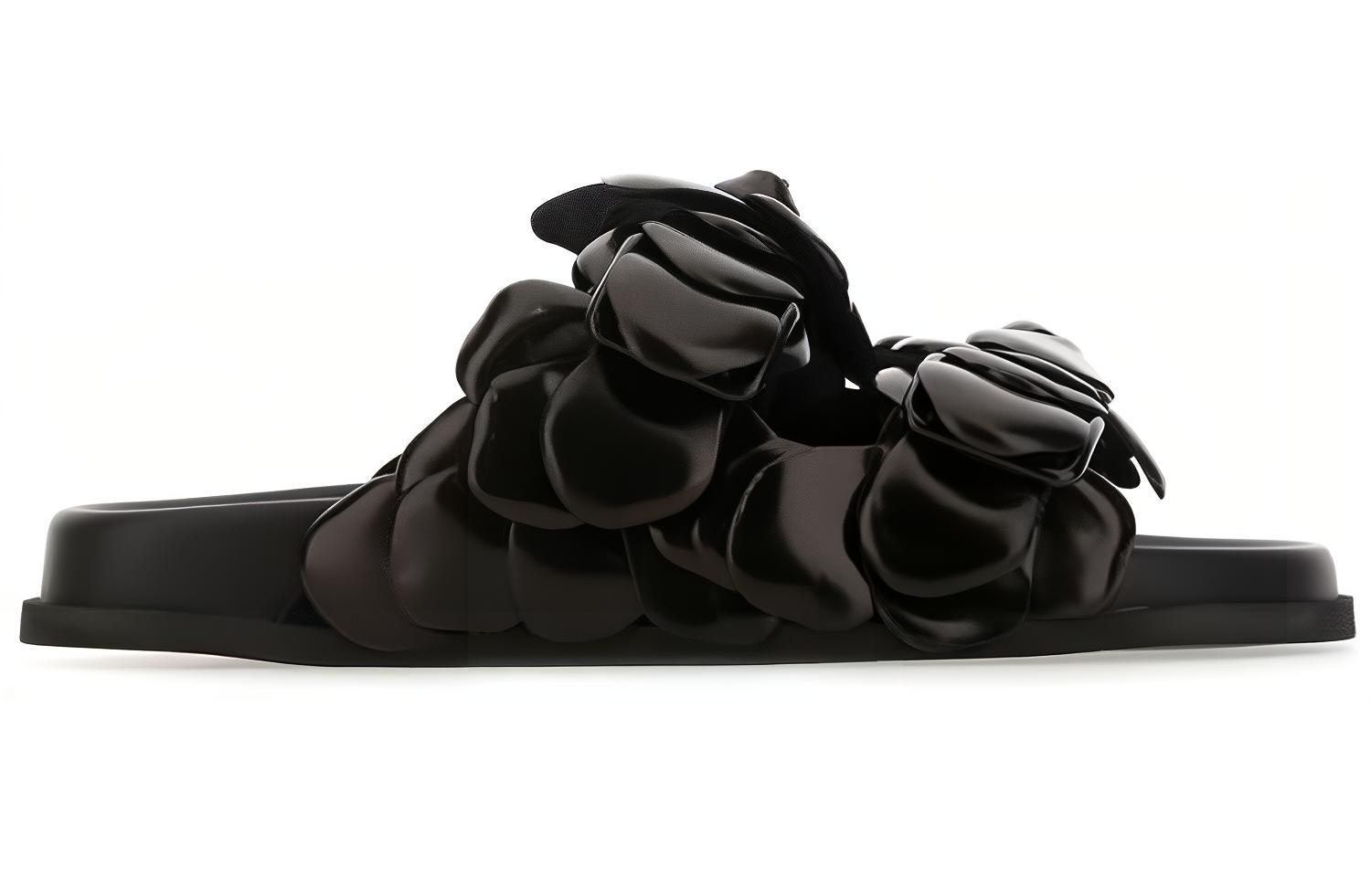 Valentino Garavani 'Sleek Casual Leather Fashion Slides Black' 圖 2