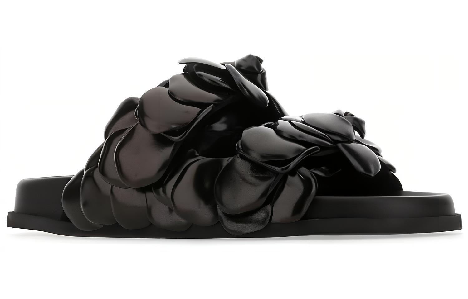 Valentino Garavani 'Sleek Casual Leather Fashion Slides Black' 圖 3