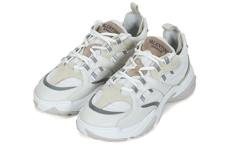 Valentino Garavani Knit Lace-Up 'Dad Shoes White Grey' 圖 3