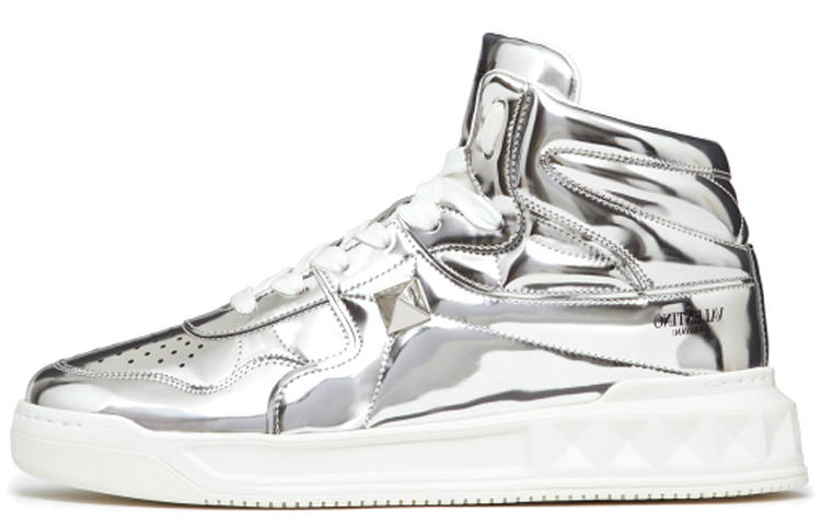 Valentino Garavani One Stud 'Mirror Mid-Top Silver'